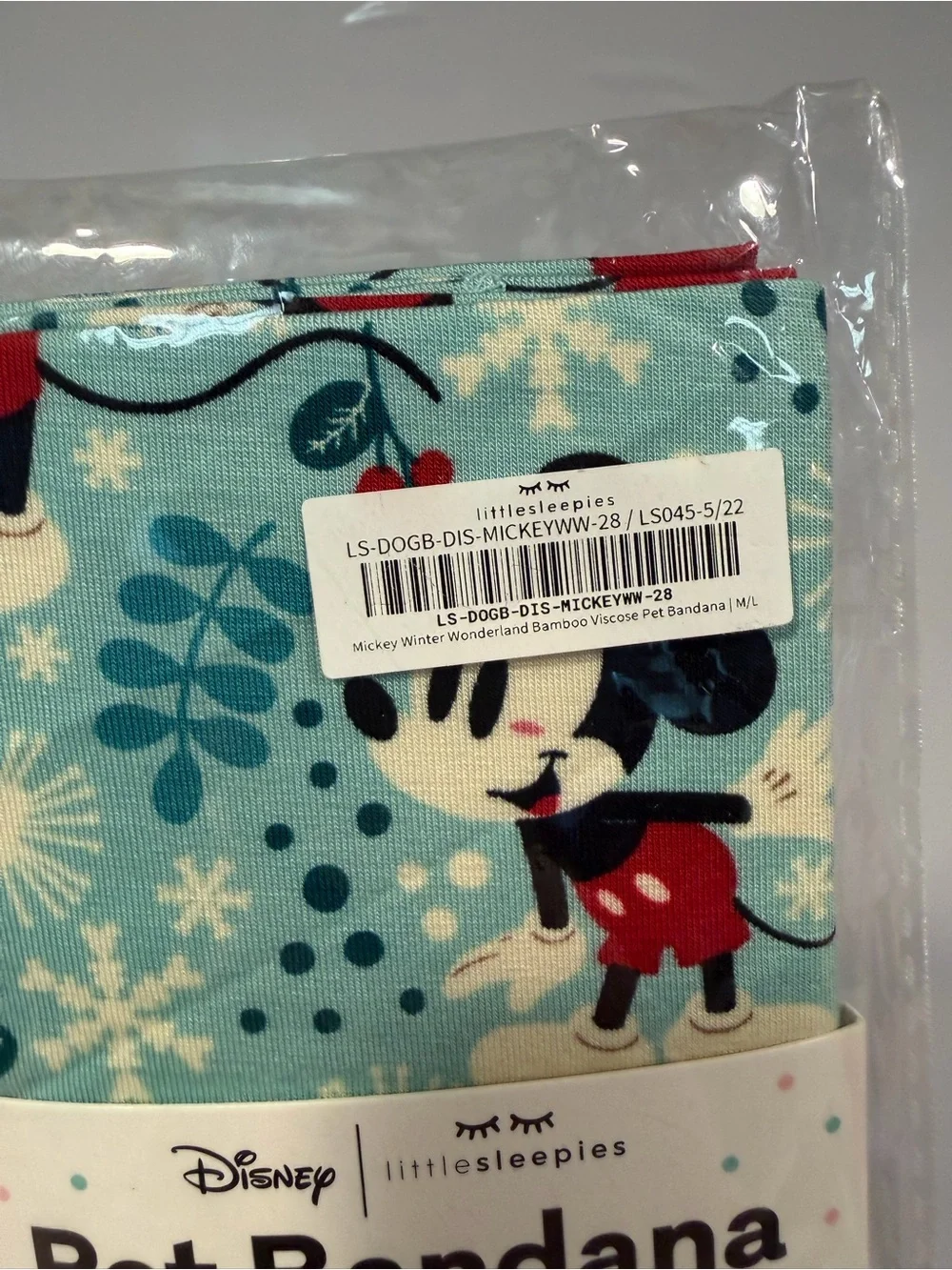 Little Sleepies Disney Mickey Mouse Blue & Red Pet Bandana